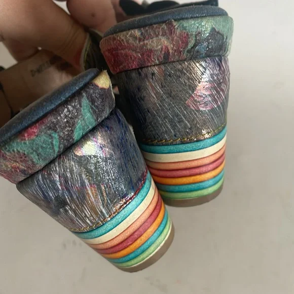 Spring Step Colorful Floral Heeled Sandals - Picture 5 of 10